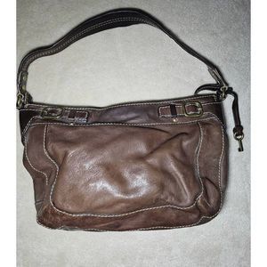 #94 Fossil brown leather satchel